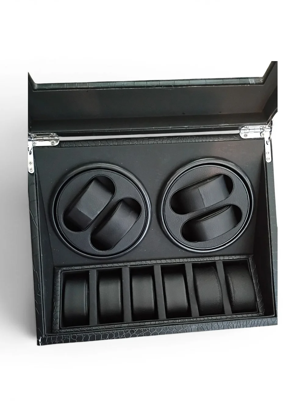 4 Watch Winder Box with Dual Rotors and 6 Storage - Black